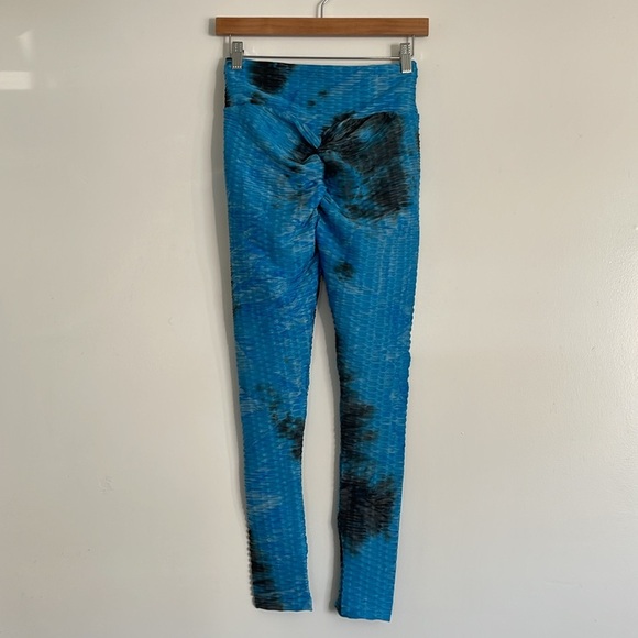 Blue Tie-Dye Scrunch Butt-Lifting Compression High-Waisted Workout Leggings - Picture 7 of 11